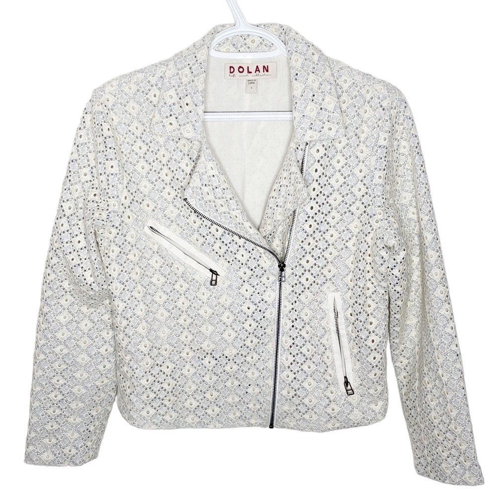 Dolan Anthropologie Left Cost Collection Rossi floral eyelet Moto jacket size S